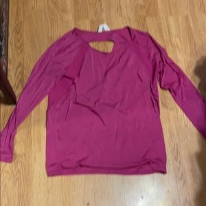Pink lululemon open back long sleeve shirt
